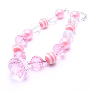 Fashion Pink Water Drop Pendants Necklace Kids Girls Chunky Beads Necklace Charm Children Baby Handmade Jewelry
