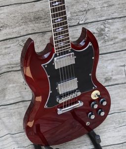 ¡Promoción! Angus joven vino oscuro rojo SG Guitarra eléctrica Signature Truss Rod Cubierta en venta
