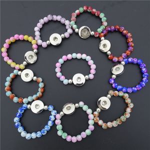 Kids Girls 15cm Length Colorful Glass  18mm Snap Buttons Bracelet For Children Mix Colors 30pcs/lot