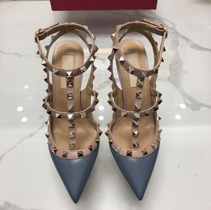 Hot Sale-Pointed with Studs high heels Sandals Women Studded Strappy Dress Party Office Wedding Shoes