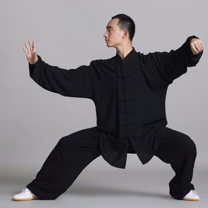 Unissex algodão + seda wushu luta roupas tradicionais chinesas kungfu uniforme terno uniformes tai chi exercício da manhã desempenho wear