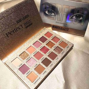 DROP ship Beauty Glazed 18 colori Nude Shining Eyeshadow Palette Trucco Glitter Pigmento Smoky Eye Shadow Palette Impermeabile