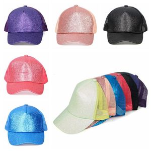 Sequins Beyzbol Şapka Açık Yaz Güneş kremi Glitter Snapback Işıltılı Mesh at kuyruğu Cap Parti Şapkası 5colors 50pcs T1I2082 Caps