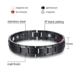 Fashion Health Energy Bracelet Bangle Men Black Jewelry Titanium Stainless Steel Bio Magnetic Bracelet For Man