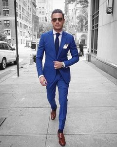 New Custom Royal Blue Abiti da uomo Summer Slim Fit Tuxedo 2 pezzi Blazer Prom Abiti da sposo su misura (giacca + pantaloni) 664