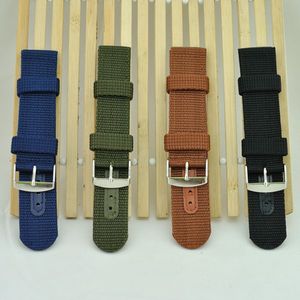 50pcs lot outdoor sports thickened nylon watch belt canvas waterproof 18 20 22 24mm spot wholesale