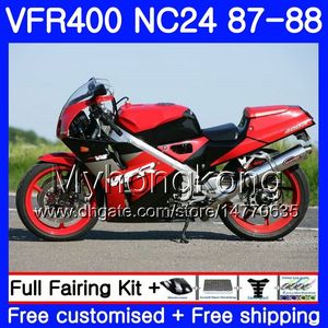 ボディfor Honda RVF400R VFR400 R NC24 V4 RVF400RR VFR400R 87 88 267hm.25 RVF VFR 400 R Red Black Top VFR 400R 1987 1988フェアリングキット