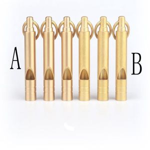 9.5*50mm Pure Brass whistle Mini Keyring Keychain Copper whistles Party Gifts Outdoor Emergency Survival tool