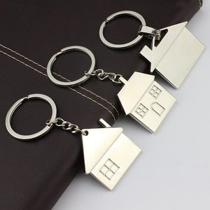 100pcs / Lot Yeni Metal Mini Ev Promosyon ABD Ücretsiz Nakliye DHL için Anahtarlık Cottage Keyrings Özel Logo Hediyeler Şeklinde