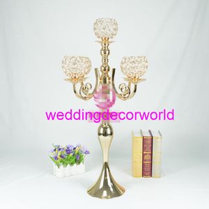 Novo estilo de atacado de alta candelabro de ouro de casamento de Cristal Lustre Peça Central decor691