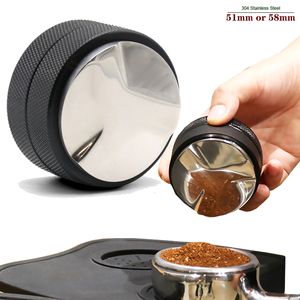 51mm / 58mm 304 Rostfritt stål Kaffe Tamper Filter Kaffedistributionsverktyg Kaffe Pulver Hammer Leveler Passar till Portafilter T200523