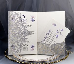 Zaproszenia do cięcia laserowego OEM Wsparcie Dostosowane Butterfly Składany Hollow Wedding Party Zaproszenia z kopertami BW-HK237