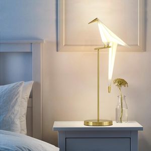 Modern Iron Swing Origami Bird Table Lamp Home Bedroom Bedside Reading LED Desk Light Fixture TA208