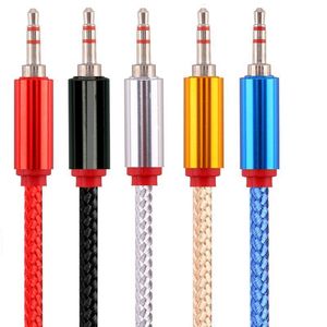 Aluminiowy aluminiowy samochód pomocniczy Audio AUX Cable 2M 6FT grubszy OD 4.5 Pleciony Aux Kable dla Smart Phone PC MP3 Headphone Głośnik