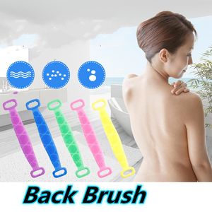 Double sided Silicone bathing towel brush belt long strip back rubbing bath towels exfoliate device JXW635