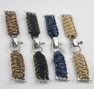 Per Apple Watch Paracord Bracciale di sopravvivenza Corda di nylon Bracciale di sopravvivenza Cinturino per Apple Watch Serie 1/2/3/4 38 / 42mm T190620