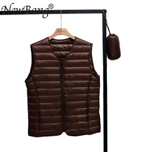 NewNewbang Spring Couples V-Neck Man's Ultra Light Down Vest Zipper Waistcoat Warm Liner Vest Portable