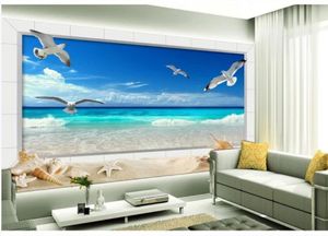 Niebieskie Wallppaers Fantasy Beach D Tapety Okno Salon TV Tło Wall Beach Wallpapers