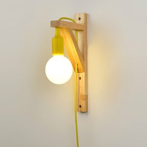Vägglampor med kabel Enkelt trä kreativt hängande solidt trä för trappor Aisle Light Living Room Sconce lamparmaturer