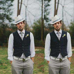 Billiga Groom Vest 2019 Bästa Man Vest Skräddarsy ull Fem Knapp Bröllop Waistcoat Prom Dinner Män Västar