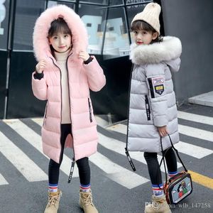 Bambini Maternità Abbigliamento per bambini inverno nuove grandi ragazze in cotone per bambini giacca lunga in cotone con collo di pelliccia grande WL1170