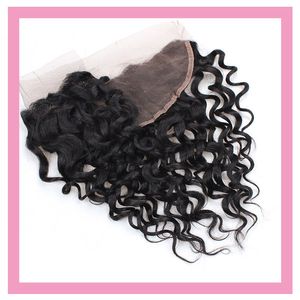 Peruanisches Menschenhaar 13X4 Lace Frontal Water Wave Curly Virgin Hair Products Dreizehn von vier Lace Frontal mit Babyhaarverschlüssen