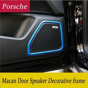 Carro estilo adesivo cromo carro porta porta-falante anel círculo de decoração com grade protetora guarnição de cobertura 3d para Porsche Macan