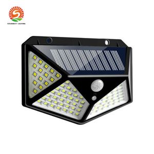 Weitwinkel-Solarlampen, 100 LEDs, 1200 lm, Solar-LED-Gartenleuchten, Solar-Wandlampen mit PIR-Bewegungssensor