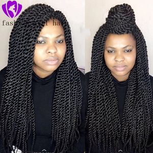 Long Braided Synthetic Lace Front Wigs Heat Resistant Black Twist Braided wig with Baby Hair Natural Braids Wig for Black Women