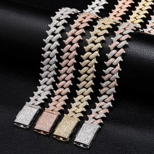 パーソナライズされた14MENS NEW 18KゴールドテルンキューバンリンクチェーンネックレスBIJOUX HIPHOP CUBIC ZIRCONIA BING CHOKER MASCULINA CHAINS JEWELRY