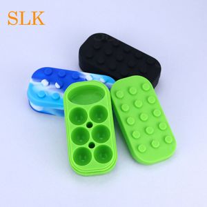 Cube Square Silicone Container 34ml för vaxolja 6 + 1 Tomt Rum Anpassad Gummi Jar Storage Dabber Vaporizer Box