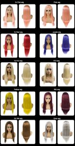 Renkli İnsan Saç Peruk% 100 İnsan Saç Pembe Gri Sarışın Peruk 14-26inch Virgin Remy İşlenmemiş Saç