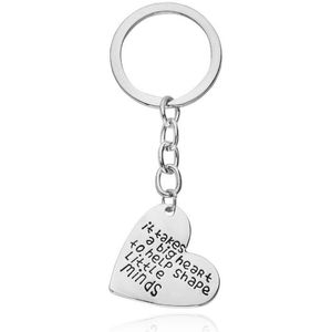 Unique Dog Tag Key Chains for Father Letter it takes a big heart to help shape little mind Teacher 's Day Gifts KC01