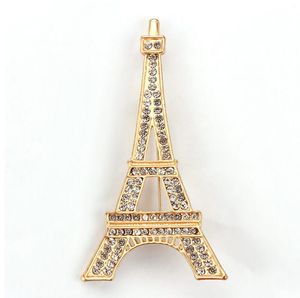 Fashion-Europa e Stati Uniti Fashion Commercio estero Paris Tower Brooch Lega Plating Strass Brooch Spilla Donne Accessori Personalità
