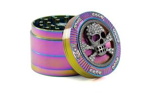 4 strati 52 mm di diametro arcobaleno colore laser smerigliatrice ragno rana forma teschio erbe secche smerigliatrici tabacco frantoi spezie vetro bong pipa