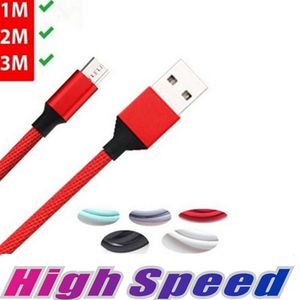 Кабели для быстрой зарядки типа c / Micro Usb 1 м 2 м 3 м Плетеные тканевые кабели из алюминиевого сплава для телефона samsung s10 note10 s8 s9 huawei htc android