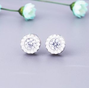 Wholesale silver diamond earrings studs for sale - Group buy 925 Sterling Silver Round Stud Earrings For Women Imitation Diamond Earrings
