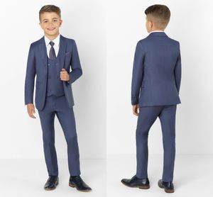 2019 Boy Formal Suits Dinner Tuxedos Little Boy Groomsmen Peaked Lapel Kids Children For Wedding Party Prom Suit Wear (Jackets+Vests+Pants)