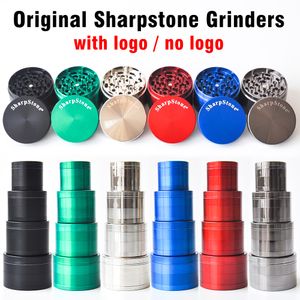 Herb Grinder Sharpstone Tobacco Sczeruk 4 części 40 mm 50 mm 55 mm 63 mln CNC zęby filtr ziołowy Waporyzator Ziół