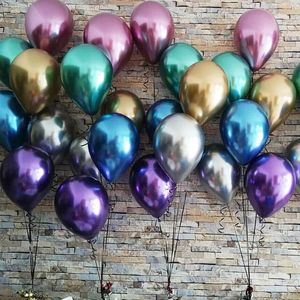 50 adet / grup 12 inç Yeni Parlak Metal Inci Lateks Balonlar Kalın Krom Metalik Renkler Şişme Hava Topları Globos Doğum Günü Partisi dekoru