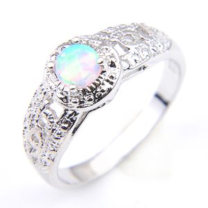 Luckyshine НОВЫЕ Лучшие продавца 10 шт / Lot White Opal Gems 925 женщины обручальное кольцо серебро ювелирные изделия Размер 7-8
