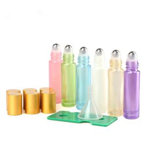 10 ml Boş Amber Cam Uçucu yağ ile Şişe Üzerinde Şişeler Rulo parfüm aromaterapi Aracı için metal silindir topu ile F2280