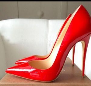 Projektant-Patent leather Pigalle obcasy damskie buty ślubne szpiczasty nosek cienkie obcasy seksowna kobieta czerwony czarny fioletowy kożuch 35-44