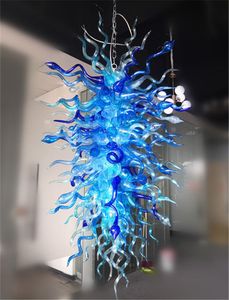 Modern ljuskrona handblåst murano stil glas tak ljus kristall hänge ljus fixtur blomma sovrum vardagsrum blå