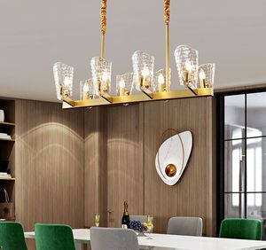 Postmodern Bakır Uzun Şerit LED Avize Kolye Işıkları Cam Lüks Oturma Odası Yatak Odası Aydınlatma Armatürleri Restoran Villa Yemek Odası Asılı Lamba