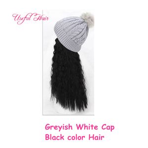 Hat cap winter animal Knitted wool hat HAIR WIG WINTER WARM ALL-one-piece Curly wig blonde African Bundles long curly hair 24INCH beanie cap wig