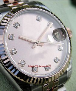 Оригинал свидетельства коробка Casual современной леди Женские часы 178271 MIDSIZE сталь розовое золото розовый бриллиант Циферблат 31MM