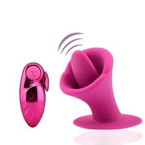 Falunna Tongue Vibrator Suck & Lick 10 Mode Sex Toys For Women Masturbator Remote Control Nipple Clitoris Stimulator Usb Charge Y19062102