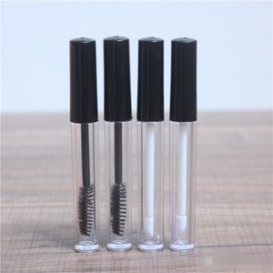 3ML3G leere Lipgloss-Mascara-Röhre, transparenter Kunststoff-Lippenstift-Lippenbalsam-Flaschenbehälter mit Lippenpinsel, schwarzer Abdeckung für Reisen und Zuhause