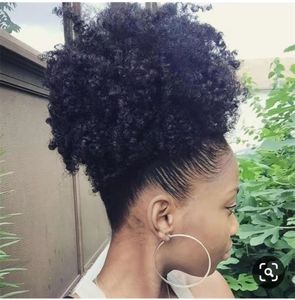 African American Afro Kinky Curly Penytail Hair Extension 100 Human Hair Afro Puff Bun Chignon för svarta kvinnor